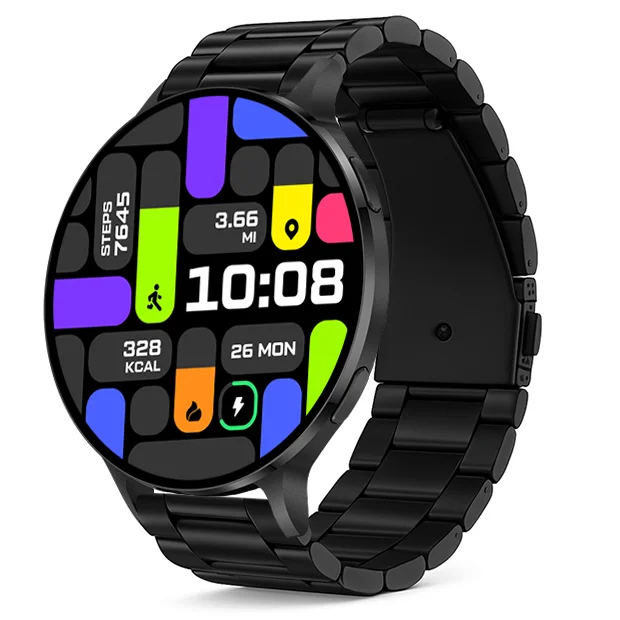 Chytré hodinky Veluxeo Ringo s bluetooth voláním černé s ocelovým řemínkem