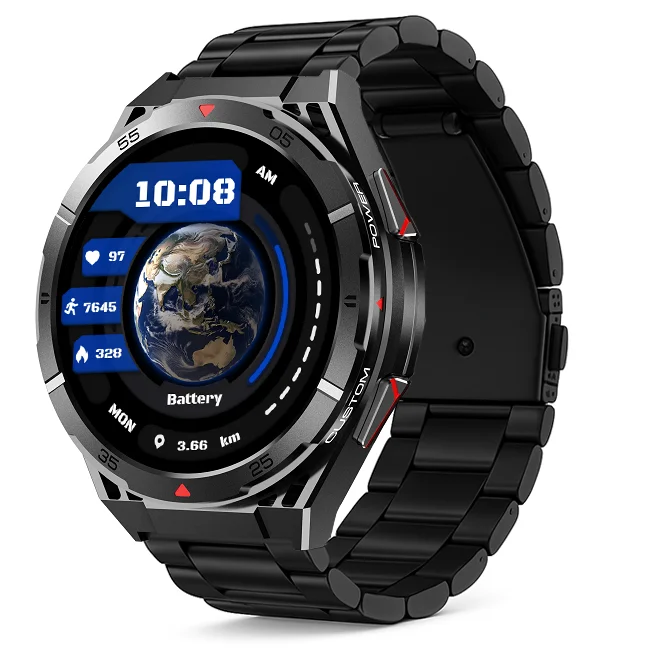 Chytré hodinky Veluxeo Fusion s GPS a bluetooth voláním černé s ocelovým řemínkem
