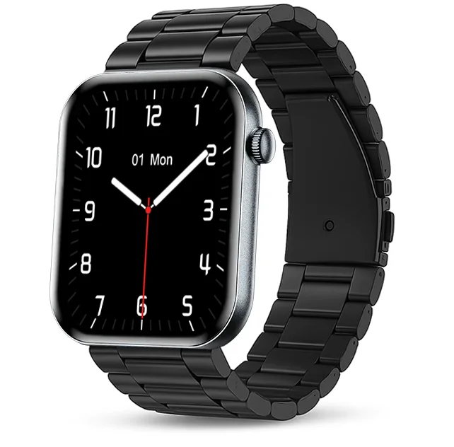 Chytré hodinky Veluxeo Mono s bluetooth voláním černé s ocelovým řemínkem