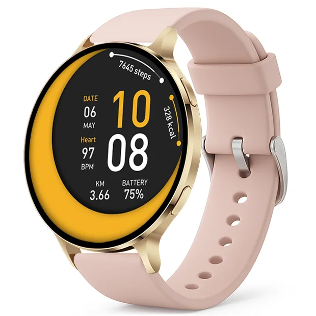 Chytré hodinky Veluxeo Ringo s bluetooth voláním zlaté se silikonovým řemínkem