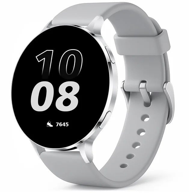 Chytré hodinky Veluxeo Ringo s bluetooth voláním stříbrné se silikonovým řemínkem