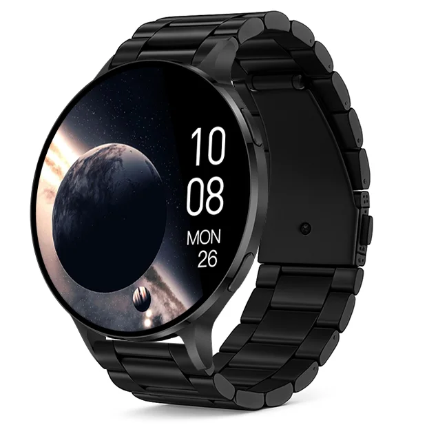 Chytré hodinky Veluxeo Ringo s bluetooth voláním černé s ocelovým řemínkem