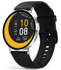 Chytré hodinky Veluxeo Round s bluetooth voláním stříbrné se silikonovým řemínkem