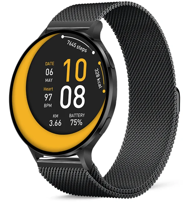 Chytré hodinky Veluxeo Ringo s bluetooth voláním černé s milánským tahem