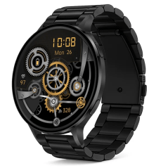 Chytré hodinky Veluxeo Ringo s bluetooth voláním černé s ocelovým řemínkem