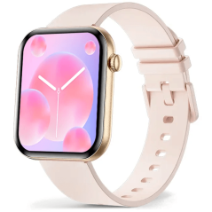 Chytré hodinky Veluxeo Mono s bluetooth voláním zlaté se silikonovým řemínkem