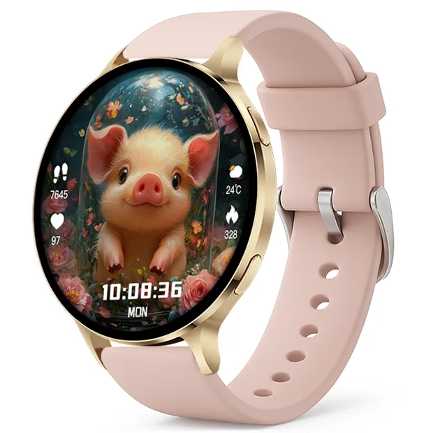 Chytré hodinky Veluxeo Ringo s bluetooth voláním zlaté se silikonovým řemínkem