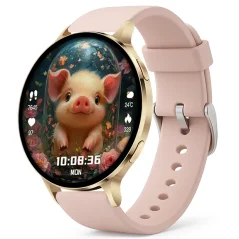 Chytré hodinky Veluxeo Ringo s bluetooth voláním zlaté se silikonovým řemínkem