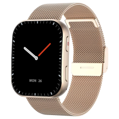 Chytré hodinky Veluxeo Edge s bluetooth voláním zlaté s milánským tahem