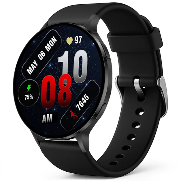 Chytré hodinky Veluxeo Ringo s bluetooth voláním černé se silikonovým řemínkem