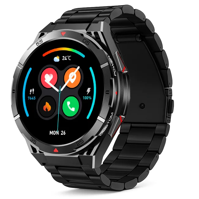 Chytré hodinky Veluxeo Fusion s GPS a bluetooth voláním černé s ocelovým řemínkem