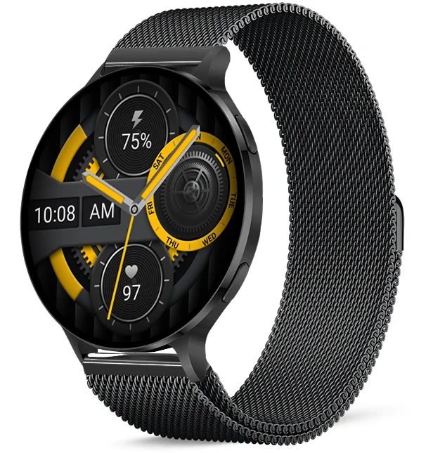 Chytré hodinky Veluxeo Ringo s bluetooth voláním černé s milánským tahem