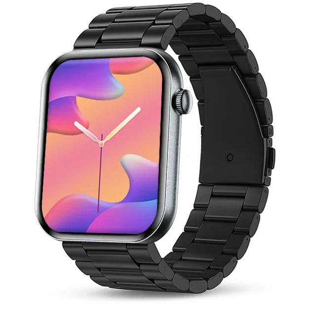 Chytré hodinky Veluxeo Mono s bluetooth voláním černé s ocelovým řemínkem