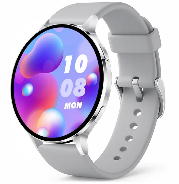 Chytré hodinky Veluxeo Ringo s bluetooth voláním stříbrné se silikonovým řemínkem