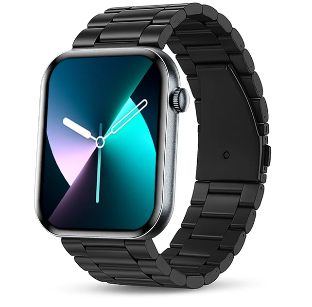 Chytré hodinky Veluxeo Mono s bluetooth voláním černé s ocelovým řemínkem