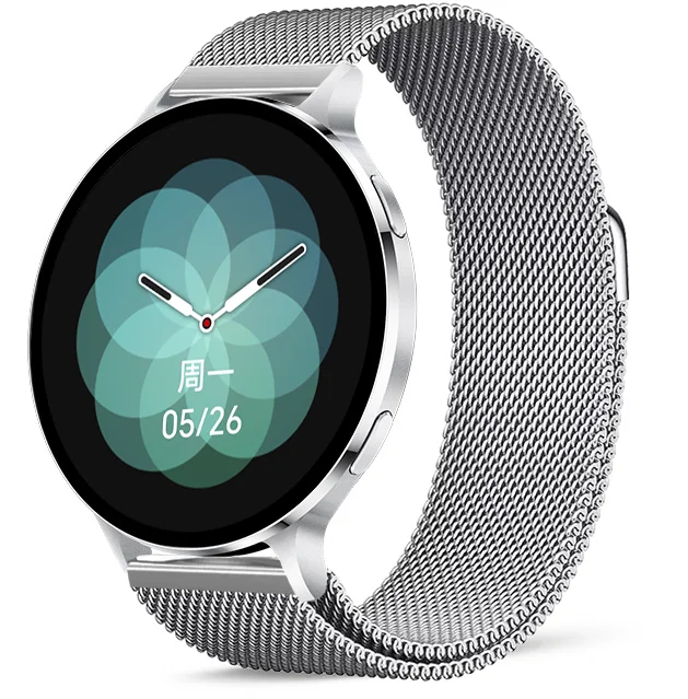 Chytré hodinky Veluxeo Ringo s bluetooth voláním stříbrné s milánským tahem