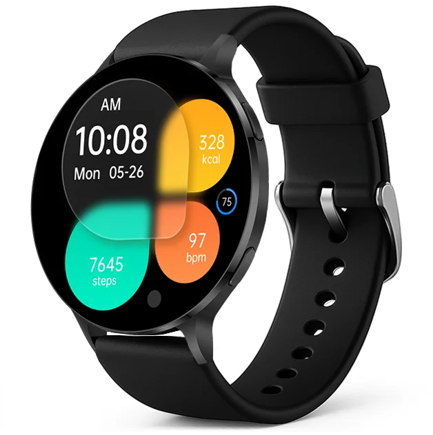 Chytré hodinky Veluxeo Ringo s bluetooth voláním černé se silikonovým řemínkem