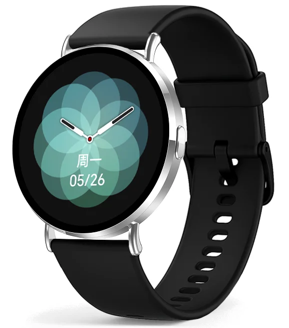 Chytré hodinky Veluxeo Round s bluetooth voláním stříbrné se silikonovým řemínkem