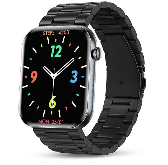 Chytré hodinky Veluxeo Mono s bluetooth voláním černé s ocelovým řemínkem