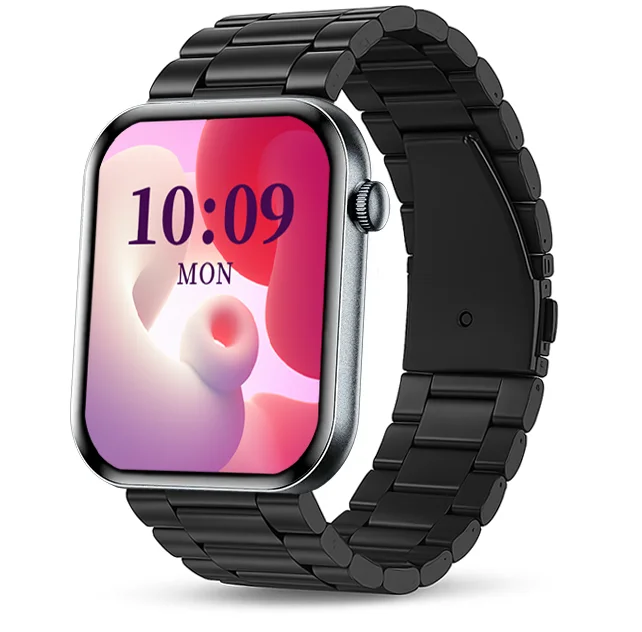 Chytré hodinky Veluxeo Mono s bluetooth voláním černé s ocelovým řemínkem