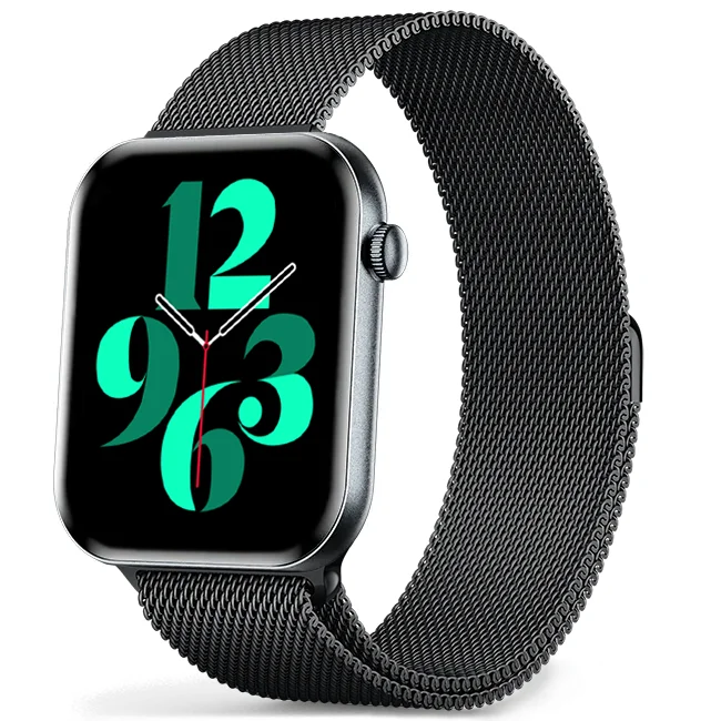 Chytré hodinky Veluxeo Mono s bluetooth voláním černé s milánským tahem