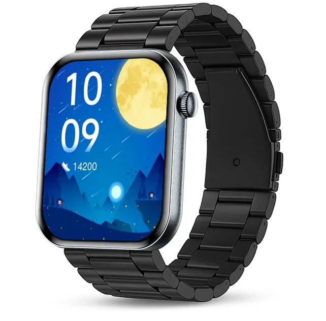 Chytré hodinky Veluxeo Mono s bluetooth voláním černé s ocelovým řemínkem