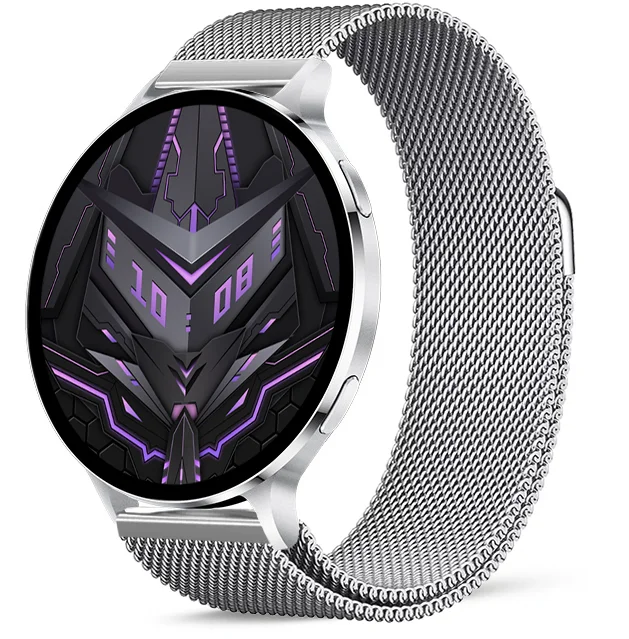 Chytré hodinky Veluxeo Ringo s bluetooth voláním stříbrné s milánským tahem