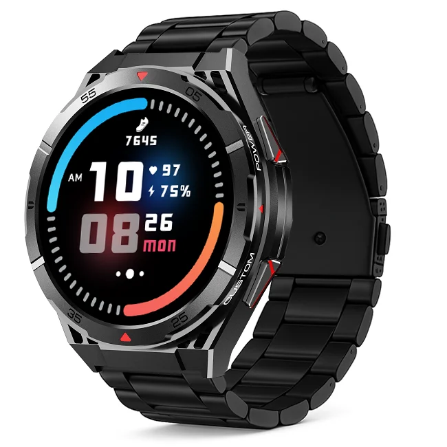 Chytré hodinky Veluxeo Fusion s GPS a bluetooth voláním černé s ocelovým řemínkem