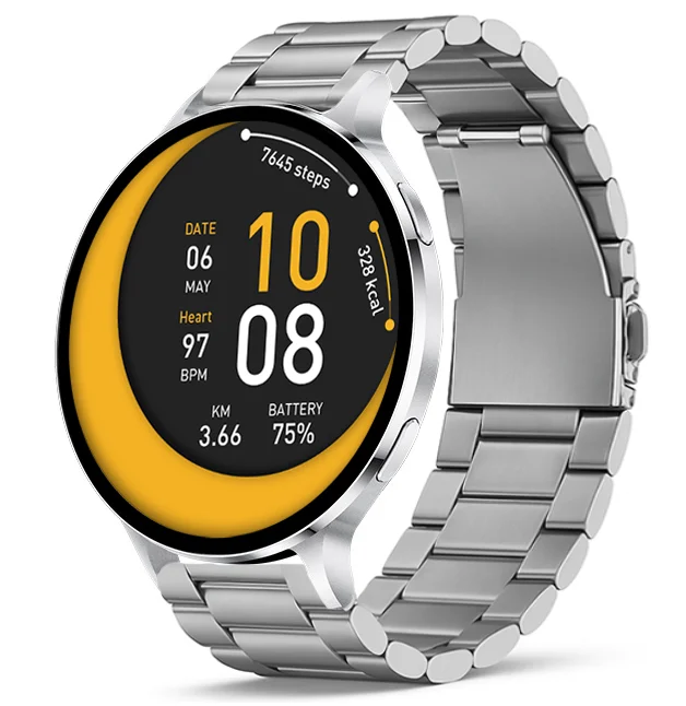 Chytré hodinky Veluxeo Ringo s bluetooth voláním stříbrné s ocelovým řemínkem