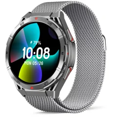 Chytré hodinky Veluxeo Fusion s GPS a bluetooth voláním šedé s milánským tahem