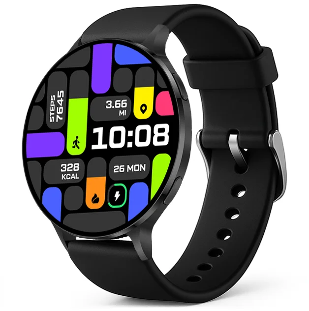 Chytré hodinky Veluxeo Ringo s bluetooth voláním černé se silikonovým řemínkem