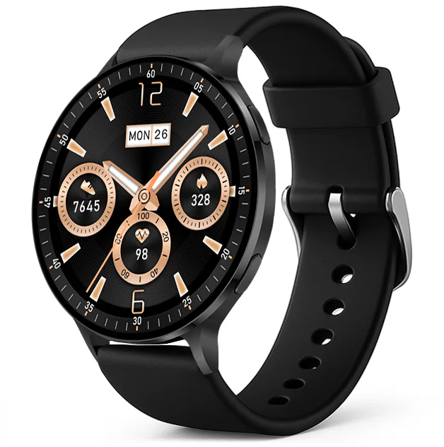 Chytré hodinky Veluxeo Ringo s bluetooth voláním černé se silikonovým řemínkem