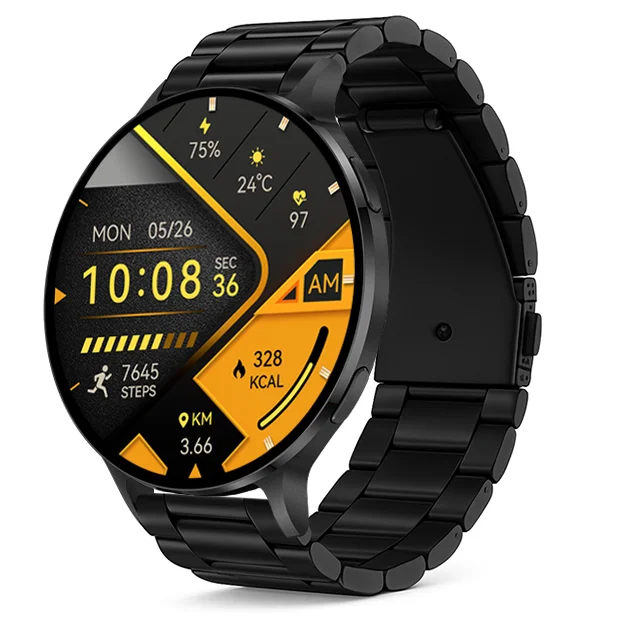 Chytré hodinky Veluxeo Ringo s bluetooth voláním černé s ocelovým řemínkem