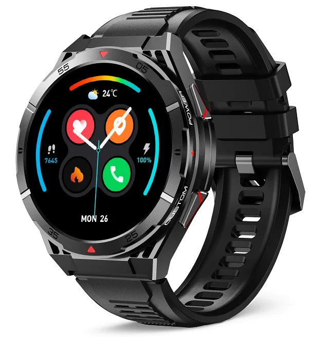 Chytré hodinky Veluxeo Fusion s GPS a bluetooth voláním černé se silikonovým řemínkem