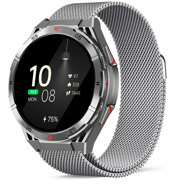 Chytré hodinky Veluxeo Fusion s GPS a bluetooth voláním šedé s milánským tahem