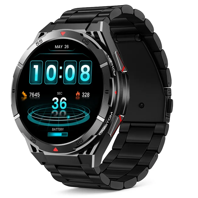 Chytré hodinky Veluxeo Fusion s GPS a bluetooth voláním černé s ocelovým řemínkem