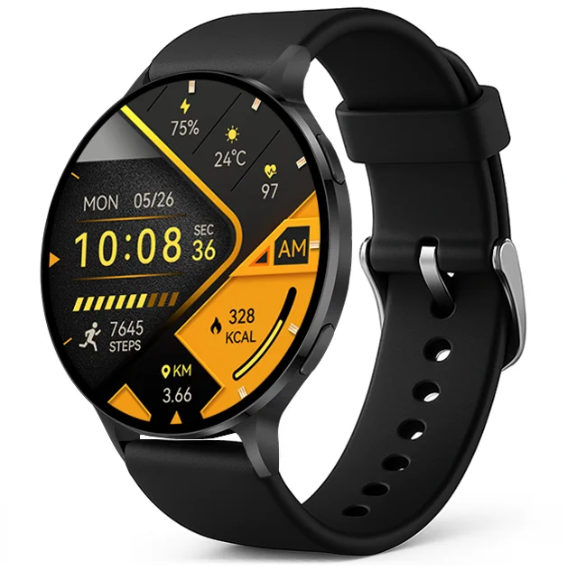 Chytré hodinky Veluxeo Ringo s bluetooth voláním černé se silikonovým řemínkem