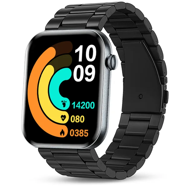 Chytré hodinky Veluxeo Mono s bluetooth voláním černé s ocelovým řemínkem