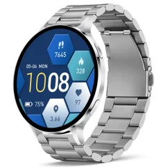 Chytré hodinky Veluxeo Ringo s bluetooth voláním stříbrné s ocelovým řemínkem