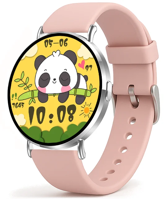 Chytré hodinky Veluxeo Round s bluetooth voláním stříbrné se silikonovým řemínkem