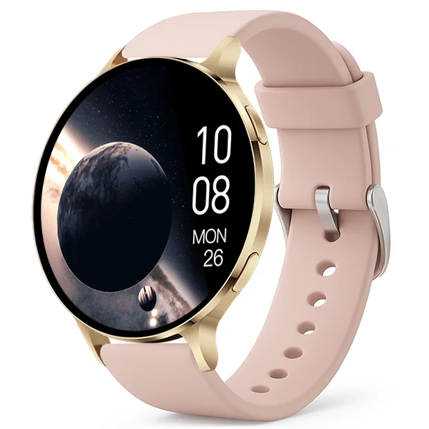 Chytré hodinky Veluxeo Ringo s bluetooth voláním zlaté se silikonovým řemínkem