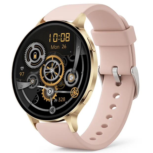 Chytré hodinky Veluxeo Ringo s bluetooth voláním zlaté se silikonovým řemínkem