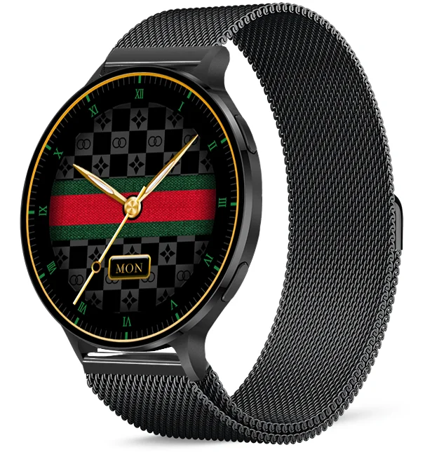 Chytré hodinky Veluxeo Ringo s bluetooth voláním černé s milánským tahem