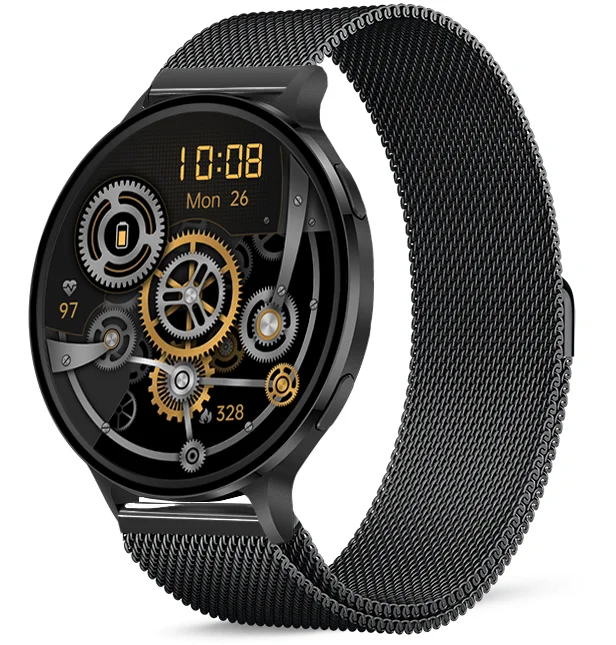 Chytré hodinky Veluxeo Ringo s bluetooth voláním černé s milánským tahem