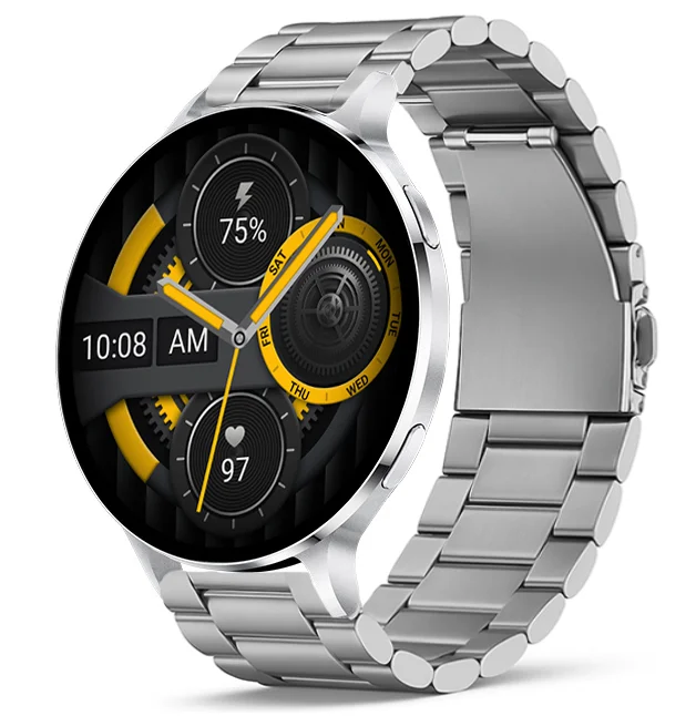 Chytré hodinky Veluxeo Ringo s bluetooth voláním stříbrné s ocelovým řemínkem