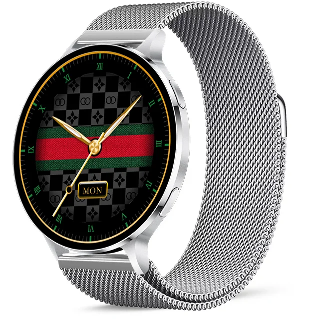 Chytré hodinky Veluxeo Ringo s bluetooth voláním stříbrné s milánským tahem