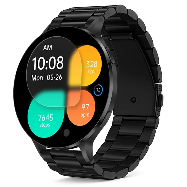 Chytré hodinky Veluxeo Ringo s bluetooth voláním černé s ocelovým řemínkem