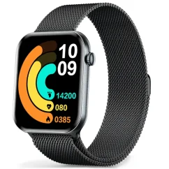 Chytré hodinky Veluxeo Mono s bluetooth voláním černé s milánským tahem