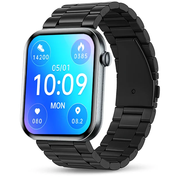 Chytré hodinky Veluxeo Mono s bluetooth voláním černé s ocelovým řemínkem