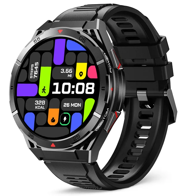 Chytré hodinky Veluxeo Fusion s GPS a bluetooth voláním černé se silikonovým řemínkem